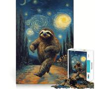 Sloth in Starry Night 1000 Piece Jigsaw Puzzles for Adults Jigsaw Think Toy Calm Relax Clean Cut Wall Art Decor 38x26cm