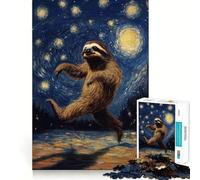 Sloth in Starry Night 1000 Pieces Jigsaws Adults Puzzles Gifts Mind Skill Toy Quiet Fun Design Assembly 50x75cm