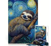 Sloth in Starry Night Jigsaw Puzzles 1000 Piece for Teenagers Enhance Memory Leisure Time Solid Cut Santa Wish Item 38x26cm