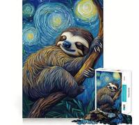 Sloth in Starry Night Jigsaw Puzzles 1000 Piece for Teenagers Enhance Memory Leisure Time Solid Cut Santa Wish Item 38x26cm