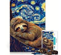 Sloth in Starry Night Style 1000 Piece Jigsaw Puzzles for Adults Sharp Logic Toy Home Leisure Tight Cut Heartfelt Gift 50x75cm