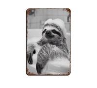 Sloth in The Bathtub, Funny Animal Photograph Retro Poster Metal Tin Sign Chic Art Retro Iron Painting Bar People Cave Cafe Family Garage Poster Wall Decoration 8x12inch(20x30cm)