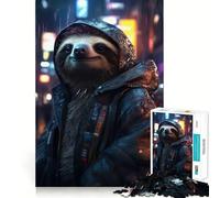 Sloth in The City 1000 Pieces Jigsaws Adults Puzzles Gifts Mind Skill Toy Quiet Fun Design Assembly 38x52cm