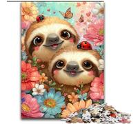 Sloth in The Flowers Adult Jigsaw Puzzles 1000, Suitable for Ages 14 And Up Family Fun It Is Ideal As A Gift for The Whole Family (50x75cm)