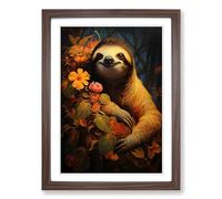 Sloth Informel Framed Print | A2 Walnut Framed Wall Art | Ready to Hang | Modern Nature Picture | Living Room Bedroom Lounge Office