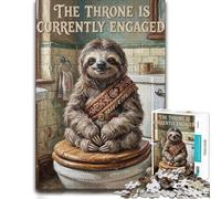 Sloth King on The Throne Wooden Adult Jigsaw Puzzle 1000 Pieces | For puzzle fans: Jigsaw Puzzle Gift - thoughtful year-end gift with hands-on indoor leisure.
