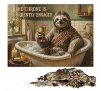 Sloth King on The Throne Wooden Jigsaw Puzzle 1000 Pieces, Indoor Activity | For home use: Jigsaw Puzzle for Adults: screen-free family activity, hands-on indoor leisure.