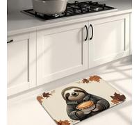 Sloth Kitchen Mats for Floor, Rustic Animal Pattern Soft Mats, Cushioned Comfort Washable Non Slip Decor Rugs for Kitchen Sinks Laundryroom Bathroom 20x31 Inch