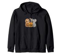 Sloth Koala Burger Friends Cartoon Zip Hoodie
