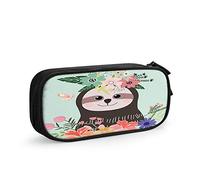 Sloth Large Capacity Pen Pencil Case Cute Cartoon Animal Botanical Art Flower Nature Smile Summer Wild Simple Stationery Bag Holder for School Office Student Girls Boys