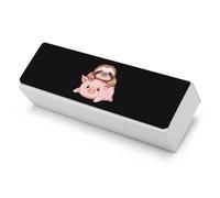 Sloth Laying on Pigs Funny Glasses Case Hard Shell Eyeglasses Case Protector with Cleaning Cloth for Women Men