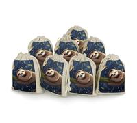 Sloth Lazy Bunches Pocket Cotton And Hemp with Drawstring 8 Pieces Reusable Gift Bags Jewelry Pouch for Wedding DIY Craft Party (4.9 X 6.7 Inch)