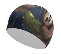Sloth Lazy Classic Unisex Soft Swim Cap, Recreational Swimming Cap,Swim Hats Comfortable Flexible Durable for Training Pool & Beach