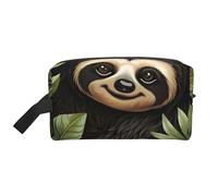 Sloth Leaves Cosmetic Bag for Women, Nature Jungle Makeup Bag Portable Toilet Organizer Pouch Travel Accessories Gift