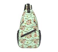 Sloth Leaves Cute Animal Sling Bag,Casual Crossbody Shoulder Bag Hiking Daypack Crossbody Shoulder Backpack Travel Chest Pack for Men Women