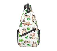 Sloth Leaves Cute Animal Sling Bag,Casual Crossbody Shoulder Bag Hiking Daypack Crossbody Shoulder Backpack Travel Chest Pack for Men Women