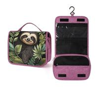 Sloth Leaves Hanging Toiletry Bag Tropical Jungle Travel Wash Bag Cosmetics Makeup Organizer for Women Men Portability Multi-Compartment