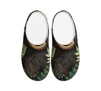 Sloth Leaves Women's Slippers Flannel House Slippers for Men Tropical Jungle Non-Slip Warm Winter Shoes for Indoor Outdoor UK 3-4