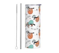 Sloth Life 20oz Stainless Tumbler with Lid and Straw, Double-Wall Vacuum Insulated Tumblers Travel Coffee Mug Cups Water Bottle for Home Office Outdoor Car