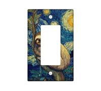 Sloth Light Switch Cover Plates, Night Sky Creature Art, Colorful Decor for Home Accents, Thermoplastic Wall Plates, Standard Size Single Rocker