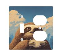 Sloth Light Switch Cover Plates/Outlet Covers, Cute Coffee Drinking Sloth Design for Home Decor, Fun Thermoplastic Wall Plates, Standard Size Toggle Duplex