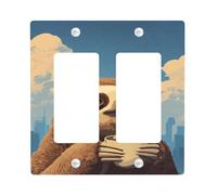 Sloth Light Switch Cover Plates/Outlet Covers, Cute Coffee Drinking Sloth Design for Home Decor, Fun Thermoplastic Wall Plates, Standard Size Double Rocker