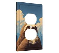 Sloth Light Switch Cover Plates/Outlet Covers, Cute Coffee Drinking Sloth Design for Home Decor, Fun Thermoplastic Wall Plates, Standard Size Single Duplex Outlet