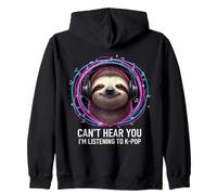Sloth Listening to K-Pop Funny Music Lover Zip Hoodie