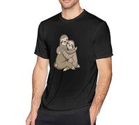 Sloth Love Couple Hug Sketch Men's T-Shirt Tees Short Workout Tops Slim-Fit Black S