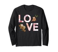 Sloth Love Text Sloth Lover Cute Sloth Hanging On Branch Long Sleeve T-Shirt