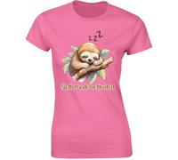Sloth Mode Activated Funny Sleeping Sloth Women's T-Shirt Cotton Tee Humorous Gift for Her Tshirt Azalea - X-Large