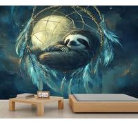 Sloth Murals Night Sky Wallpaper for Walls Full Moon Wallpaper Dreamy Nature Wall Paper for Kids Bedroom Living Room Boys Room Mural Poster 450X300cm