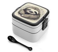 Sloth My Spirit Animal Bento Box Adult Stackable 2 Layers Containers Reusable Leakproof Lunch Containers for Adults Travel 33oz Lunchbox with Spoon Portable Bento Boxes, Microwave Dishwasher Safe