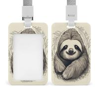 Sloth My Spirit Animal ID Badge Holder Waterproof Card Protector Push-Pull Slot Work ID Card Holder with Lanyard Personalized Detachable Card Holders for Office Corporate Use