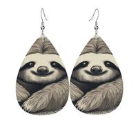 Sloth My Spirit Animal Leather Earrings for Women Teardrop Earrings Lightweight Dangle Drop Earrings Cute Jewelry Gift