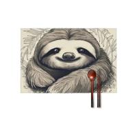 Sloth My Spirit Animal Placemats Set of 4 Heat Resistant Woven Placemats Non-slip Washable Table Mats for Dining Table Wipeable Place Mats for Kitchen Dining Party Indoor Outdoor Decoration 12x18 Inch