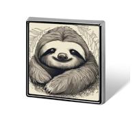 Sloth My Spirit Animal Square Lapel Pin 0.7x0.7in Aluminum Badge Stylish Personalized Accessory Daily Wear