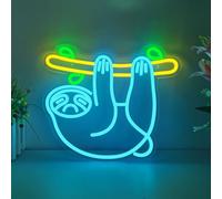 Sloth Neon Sign, Sloth Shaped LED Sign for Game Room Decor, Dimmable USB Powered Gaming Lights for Teen Boy Room Gaming Wall Decor, Best Gamer Gifts for Boys, Kids, Blue