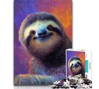 Sloth Oil Painting Adult Jigsaws 1000 Pieces Difficult,Family Game Stress Reliever Difficult Challenge Secret Santa Gifts (38x26cm)