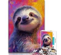 Sloth Oil Painting Jigsaw Puzzles for Adults Teenagers Jigsaws Puzzle,Relax Games Is Ideal As A Gift for The Whole Family (38x26cm)