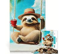 Sloth on A Swing 1000 Piece Jigsaw Puzzles for Adults Teenagers Memory Gain Relaxed Mind Design Assembly 50x75cm