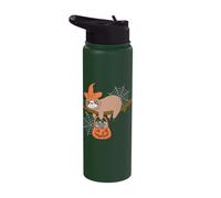 Sloth on a Tree Sleeping Pumpkin Halloween Sloth Stainless Steel Insulated Water Bottle