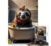 Sloth on Bathroom 1000 Pieces Jigsaws Adults Puzzles Gifts Brain Workout Toy Relaxed Mind Art Assembly Memorable Gift 50x75cm