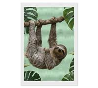Sloth on Green Branches Diamond Art Kits for Adults 8"x12" DIY Diamond Painting Kit for Beginners Gem Art Painting with Round Full Drill Diamonds DIY Paint Paintings for Home Wall Decor Gift