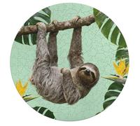 Sloth on Green Branches Jigsaw Puzzle Challenging Round Animals Puzzle Wooden Jigsaw Puzzles for Adults Families 195 PCS