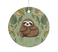 Sloth on The Grass Hanging Ceramic Ornaments, Christmas Tree Decorations, Funny Home Decor Gifts for Women, Sisters & Work Best Friends