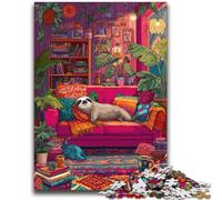 Sloth on The Sofa Adult Jigsaw Puzzles 2000,Educational Game Challenge Toy Wall Decoration Unique Birthday And Xmas Gifts (70X100cm)