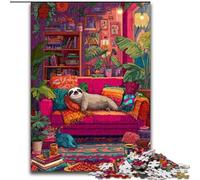 Sloth on The Sofa Jigsaw Puzzles for Adults 1000 Piece Puzzle, Toy Intellectual Game Artists Collection, Fine Art (size 26x38cm)