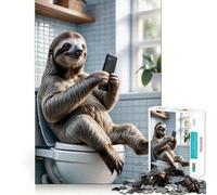 Sloth on Toilet Humor 1000 Piece Jigsaw Puzzles for Teenagers Jigsaw Solid Logic Toy Calm Fun Precision Cut Santa Wish Item 38x52cm
