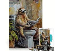 Sloth on Toilet Reading 1000 Piece Jigsaw Puzzles for Teenagers Cognitive Toy Slow Enjoy Premium Edge Santa Wish Pick 38x52cm